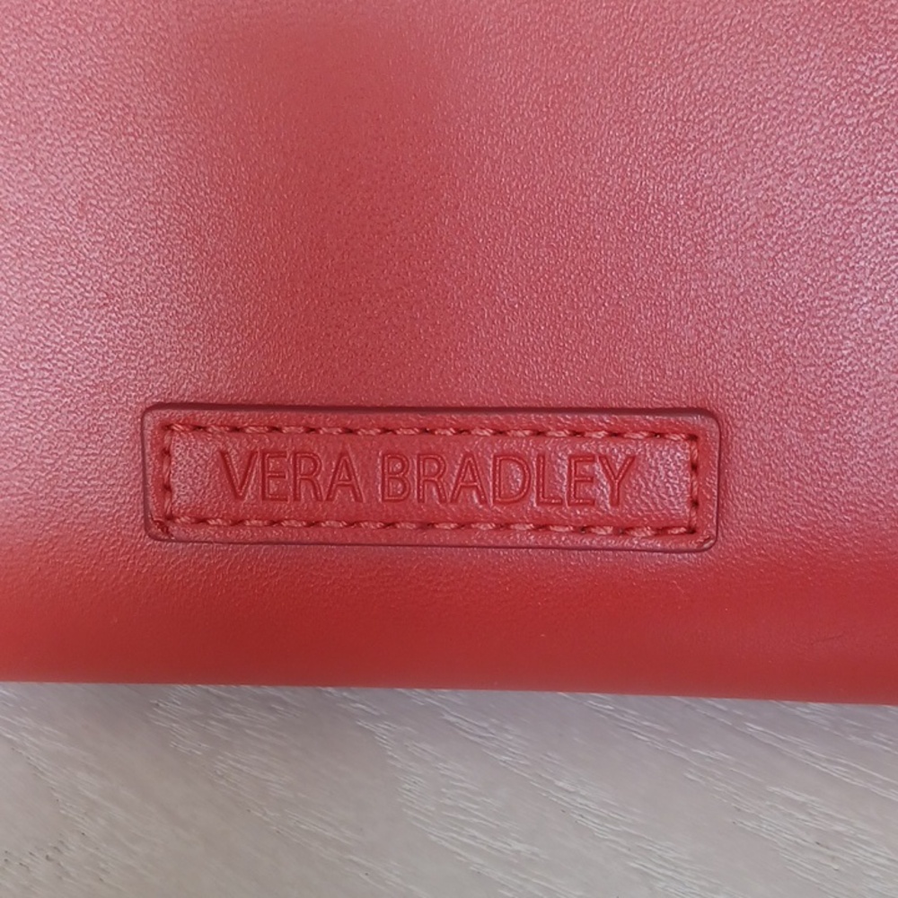 Vera Bradley Coral Red Faux Leather Accordian Style Zip Around Wallet - Picture 2 of 16